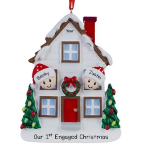 First Engaged Christmas Decorated House Ornament