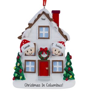 Image of Couple In Christmasy House New City Ornament