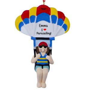 Parasailing FEMALE Attached To A Parasail Wing Ornament
