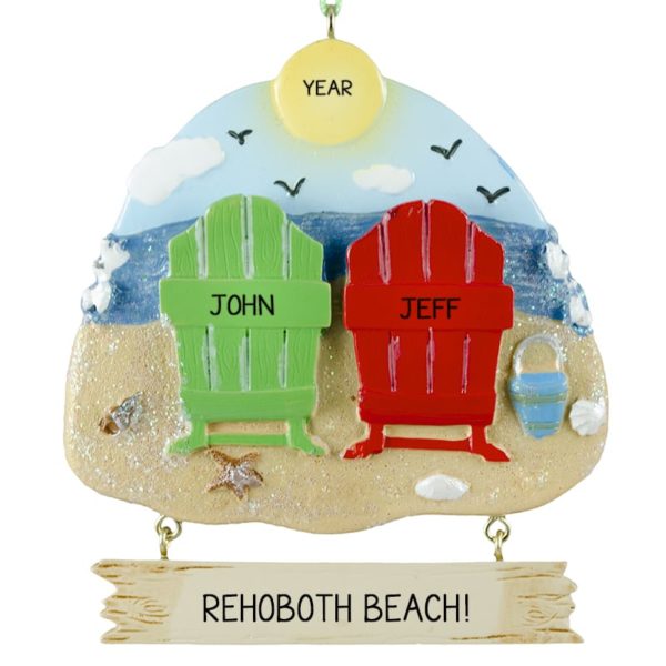 Gay / Lesbian Beach Scene 2 Chairs Ornament