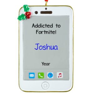 Playing Fortnite On Cell Phone Personalized Ornament