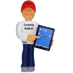 BOY Playing Fortnite on iPad / Tablet Ornament