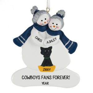 Image of Dallas Cowboys Snow Couple With Cat Ornament