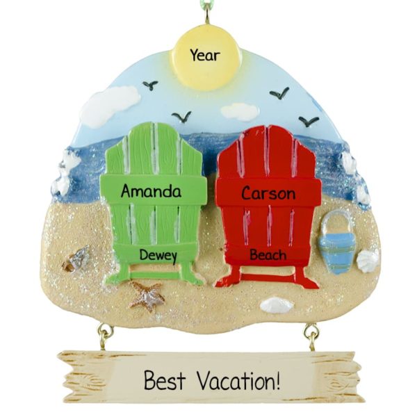 Couple Loves Beach 2 Adirondack Chairs Ornament