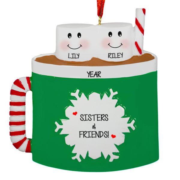 Two Sisters In Christmas GREEN Mug Ornament
