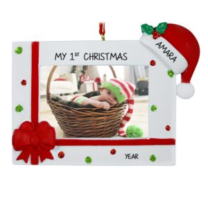 Image of Baby's 1st Christmas Photo Frame Ornament Easel Back