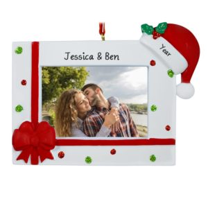 Image of First Christmas Couple Photo Frame Ornament Easel Back