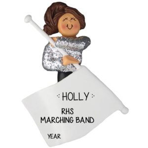 Flag Girl BROWN Hair Personalized Ornament