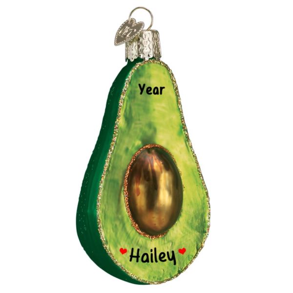 Image of Personalized Avocado Glass Totally Dimensional Ornament