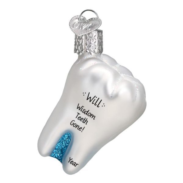 Wisdom Teeth Pulled Tooth Glittered Glass Ornament