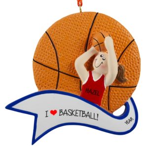 GIRL Basketball Player Shooting Hoops Ornament