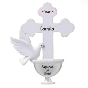Image of Baptized White Dove And Cross Ornament