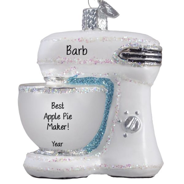 Best Baker White Stand Mixer Glittered Glass 3-D Personalized Ornament
