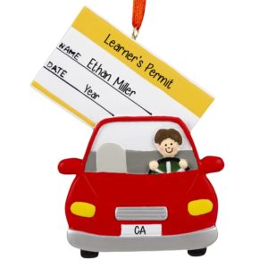 Learner's Permit BOY Driving Car Ornament