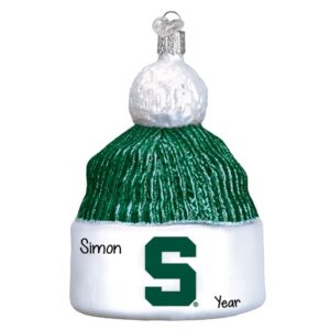Image of Michigan State Spartans 3-D Beanie Glass Ornament