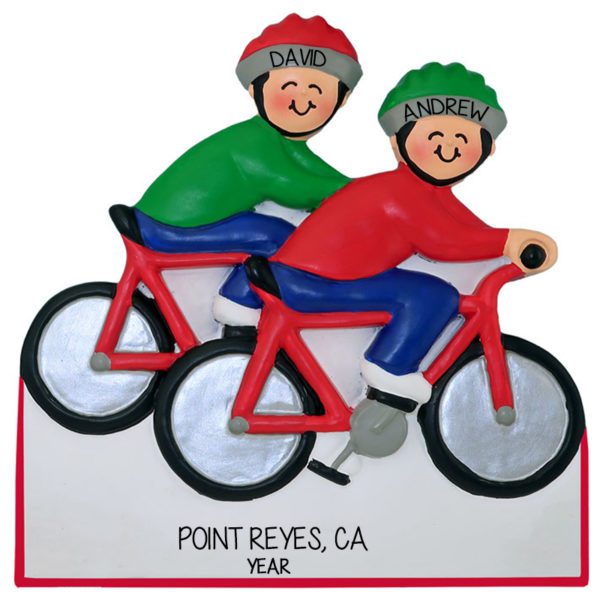 Gay Or Lesbian Cycling Couple On Bikes Ornament