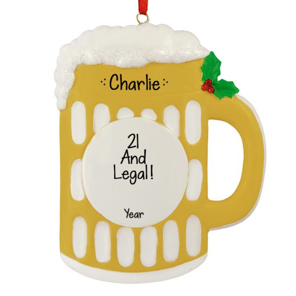 21st Birthday Festive Beer Glittered Mug Ornament