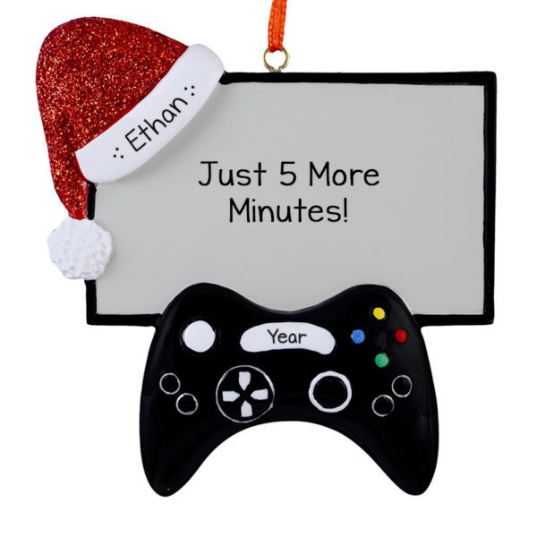 Just 5 More Minutes Glittered Cap Video Controller Ornament