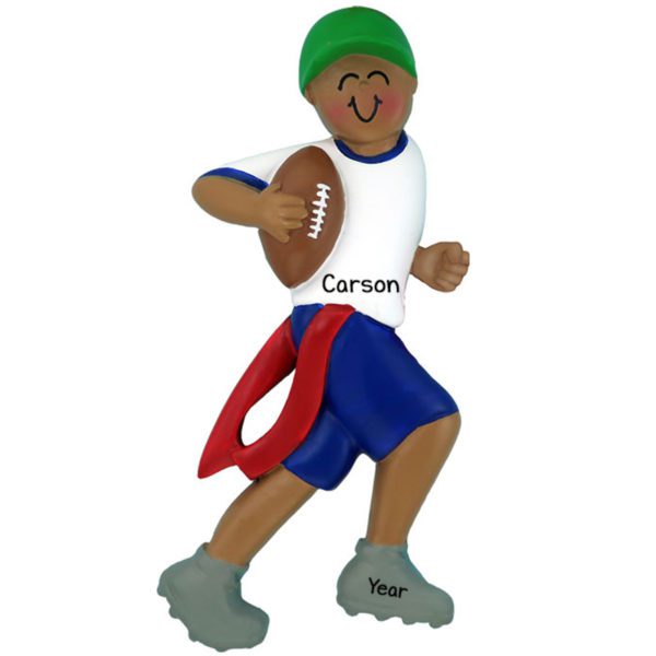 MALE Flag Football Player Ornament African American