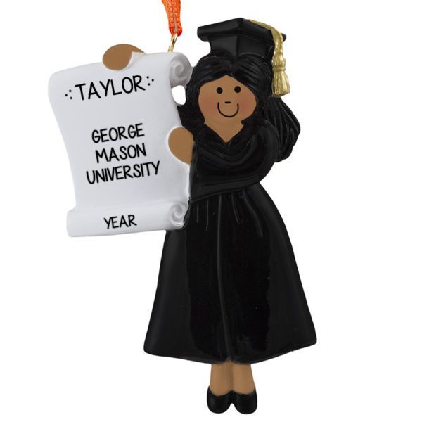 FEMALE College Graduation BLACK Robe Ornament AFRICAN AMERICAN