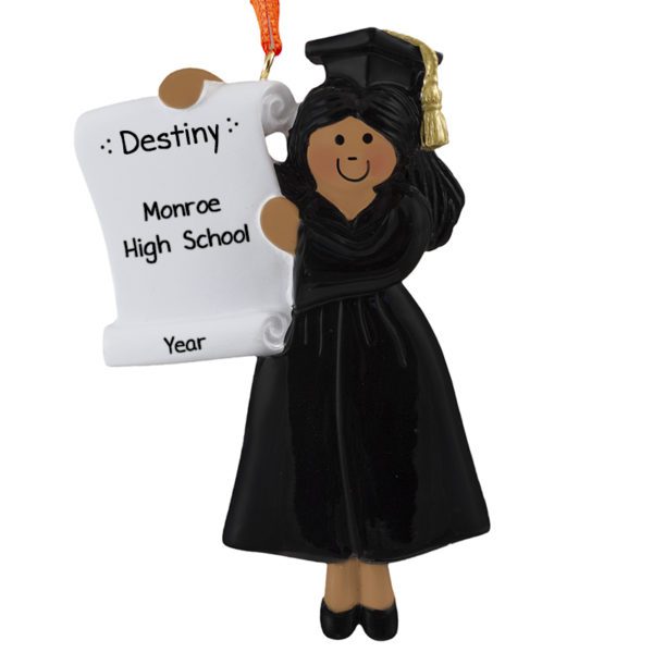 FEMALE High School Graduation BLACK Robe Ornament AFRICAN AMERICAN
