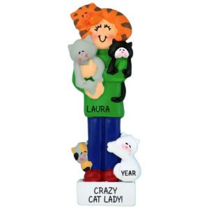 Crazy Cat Lady With Many Cats Ornament