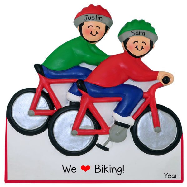 Couple Loves To Bike Cycling Ornament