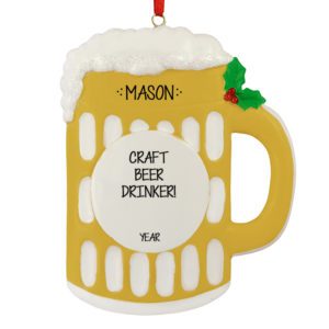Craft Beer Drinker Festive Glittered Mug Ornament