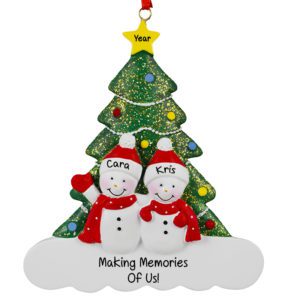 Lesbian Snow Couple Glittered Tree Ornament
