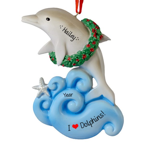 I Love Dolphins Soaring In Air Ornament