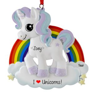 I Love Unicorns And Rainbows Ornament