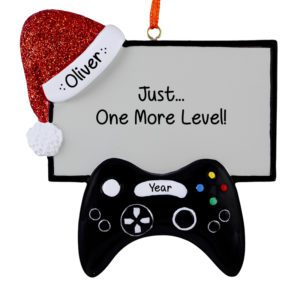 Just One More Level Glittered Cap Video Controller Ornament