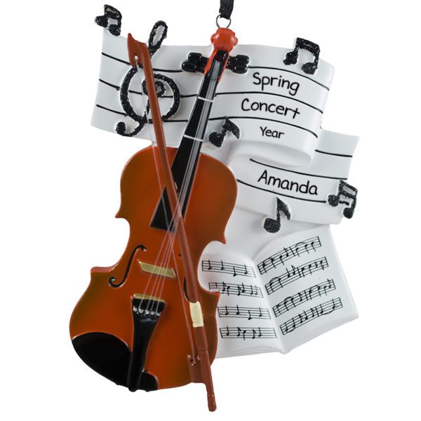 Violin Spring Concert Music Sheet Glittered Notes Ornament