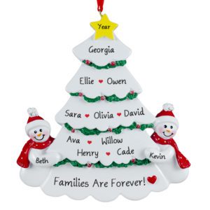 Couple With 10 Kids White Christmas Tree Ornament