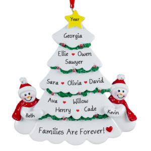 Image of Couple With 11 Kids White Christmas Tree Ornament