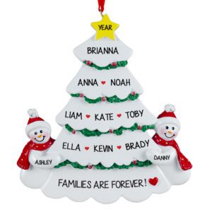 Image of Couple With 9 Kids White Christmas Tree Ornament