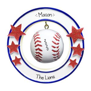 Baseball 3-Dimensional Glittered Stars Ornament