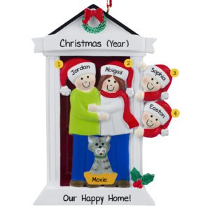 Personalized Door Family Of 4 + CAT Ornament
