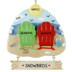Image of Grandparents Are Snowbirds Colorful Beach Chairs Ornament