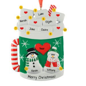 Parents And 5 Kids Christmas Mug Marshmallows Ornament