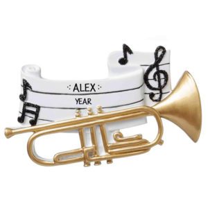 Trumpet With Glittered Music Notes Ornament