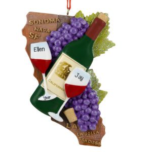 California State With Wine Theme Souvenir Ornament