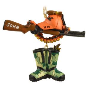 Hunting Rifle With Dangling Boots Personalized Ornament