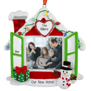 Our New Home Christmasy House Glittered Photo Frame Ornament