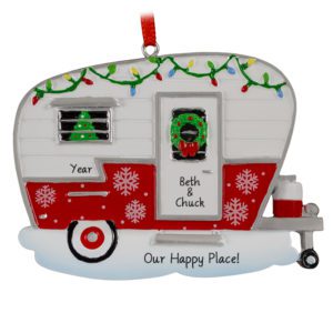 Camper With Christmas Decorations Ornament