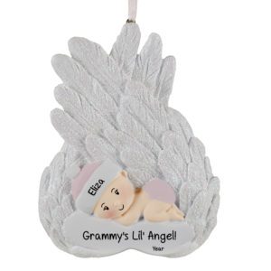 Grandma's Lil' Angel Baby GIRL Glittered Ornament