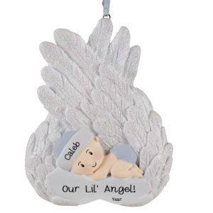 Our Lil' Angel Baby BOY Glittered Ornament