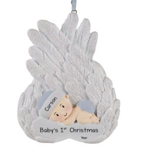 Baby BOY Angel's 1st Christmas Glittered Ornament