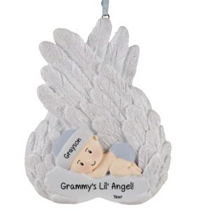 Image of Grandma's Lil' Angel Baby BOY Glittered Ornament