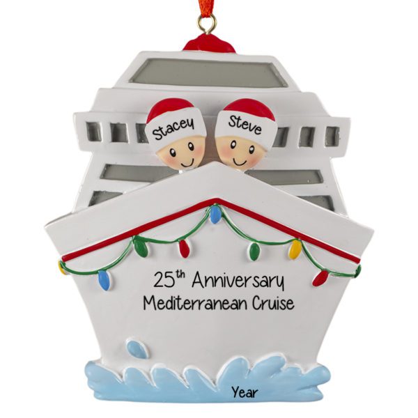 Couple On Cruise Ship Christmas Lights Ornament